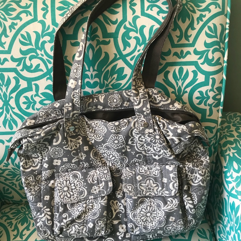 Thirty-One Casual Cargo Purse Woodblock Floral